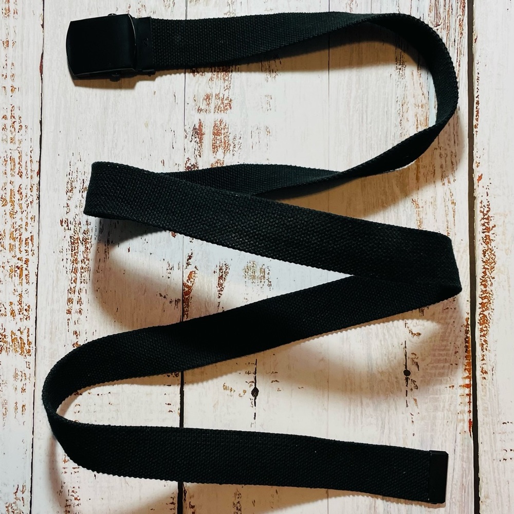 Black Webbing Belt with Matte Black Buckle